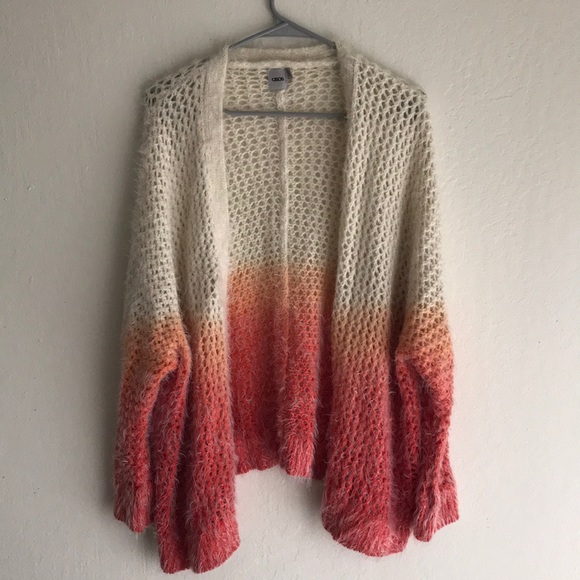 White knit orange warm cardigan woven - Picture 1 of 1